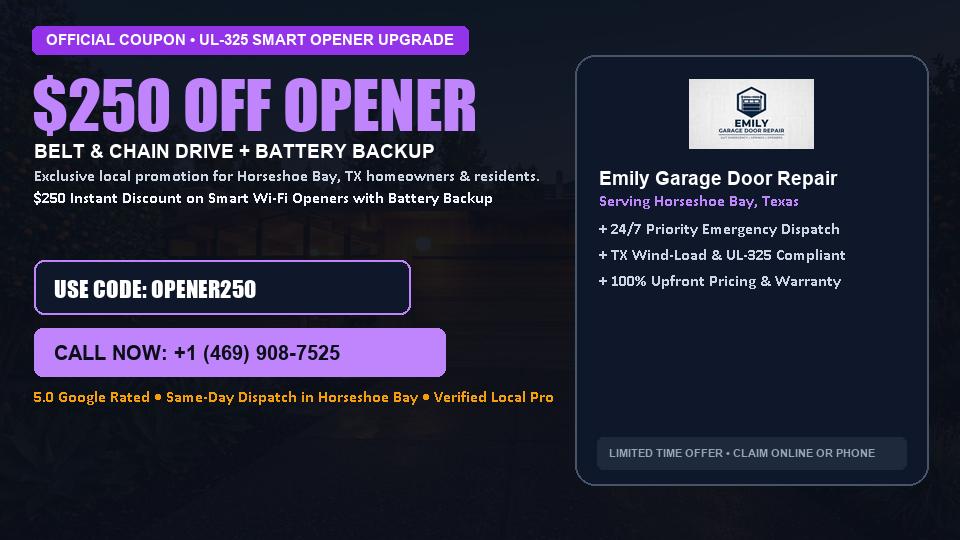 Emily Garage Door Repair $250 OFF Premium LiftMaster Opener Installation in Horseshoe Bay, TX