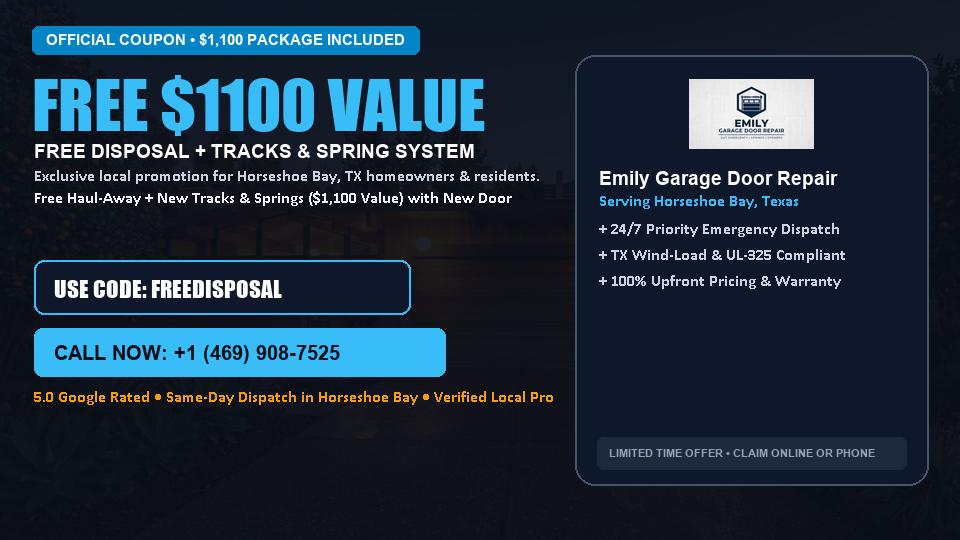 Emily Garage Door Repair FREE Haul-Away & Heavy-Duty Tracks with New Door in Horseshoe Bay, TX